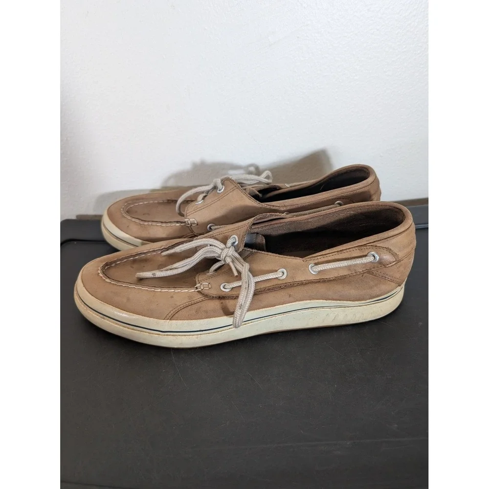 Sperry Top-Sider Bahama Mens 13 Tan Leather Boat Shoes 0284737 Grippy